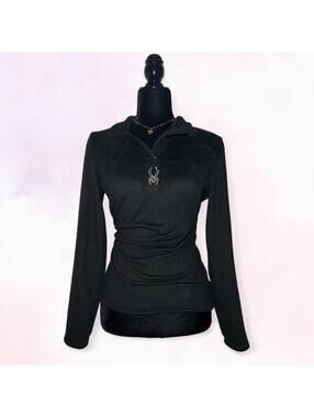 Spyder Black Half Zip Sweater Cozy Athleisure Size L